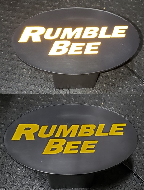 "Rumble Bee" Black Hitch Plug with Engraved Lettering - Click Image to Close